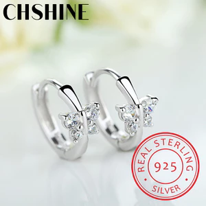 Bạc 925 Bướm Zirconia Bông Tai Vòng Nhỏ Cho Nữ Đẹp Aros Huggies Bông Tai Trang Sức