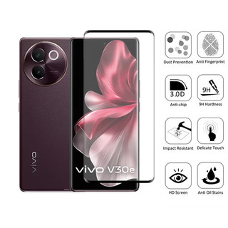 Kính cường lực bảo vệ màn hình Vivo V30e 5G 2 trong 1 cho Vivo V30 Lite V29 V27 V25 Pro V27e V25e 4G 5G Phim bảo vệ kính chống va đập