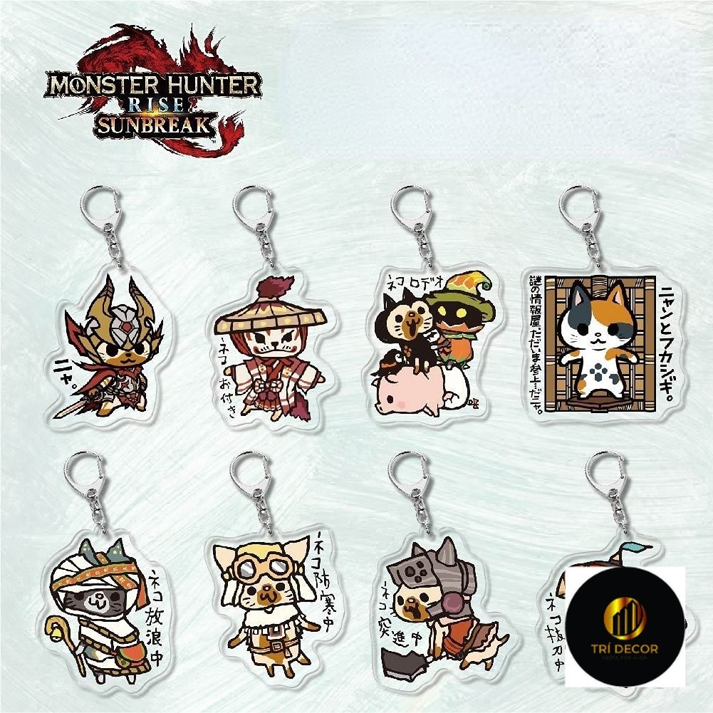 Tốt Nhất Monster Hunter Móc Khóa Anime Móc Khóa Acrylic Dễ Thương Túi Mặt Dây Chuyền Hoạt Hình Bộ Sưu Tập Nhân Vật Kỷ