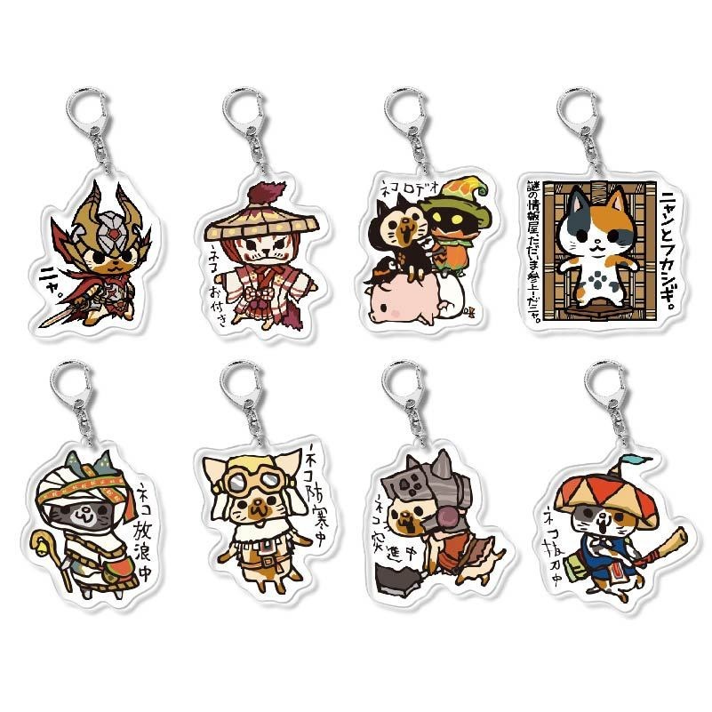 Tốt Nhất Monster Hunter Móc Khóa Anime Móc Khóa Acrylic Dễ Thương Túi Mặt Dây Chuyền Hoạt Hình Bộ Sưu Tập Nhân Vật Kỷ