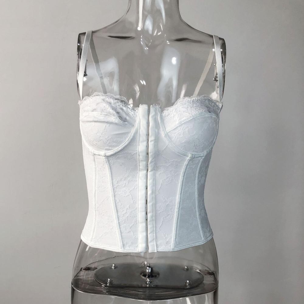 Wanyedi Áo thường ngày mùa hè, Áo Corset xương cá gợi cảm ren co thắt bụng, Áo crop Top màu trơn