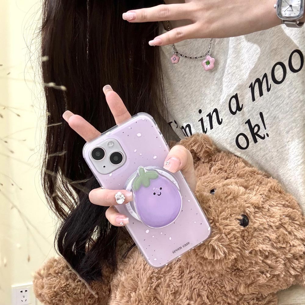Ốp Lưng Cứng Tương Thích Với iPhone 12 12Pro 12ProMax 13 13Pro 13ProMax 14 14Pro 14ProMax 15 15Pro 15ProMax Ốp Nam Châm Họa Tiết Cà Chua Tím