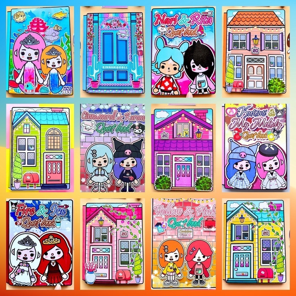 Bộ Sách Giấy Toca Boca DIY Yên Tĩnh Cho Nhà Búp Bê Đồ Chơi - Squishy - Kuromi - Đồ chơi giấy cho bé cắt dán tương tác