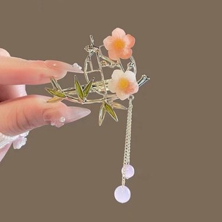 Mauropoli [Sẵn Sàng] Phụ Kiện Tóc Mộc Lan Mùa Hè Nữ Cổ Kẹp Tóc Tua Rua Kẹp Tóc Tóc Gãy Bên Kẹp Nổ Kẹp Hanfu Sườn Xám Phụ Kiện