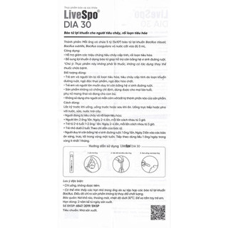 Giảm triệu chứng tiêu chảy cấp - LiveSpo DIA 30( hộp 10 ống x 5ml) - Hàng chính hãng