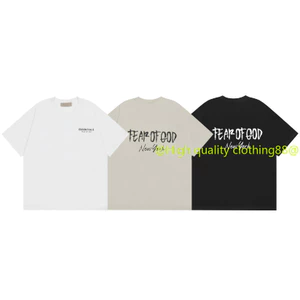 Áo thun Essentials Fear Of God màu đen và xi măng, cổ tròn