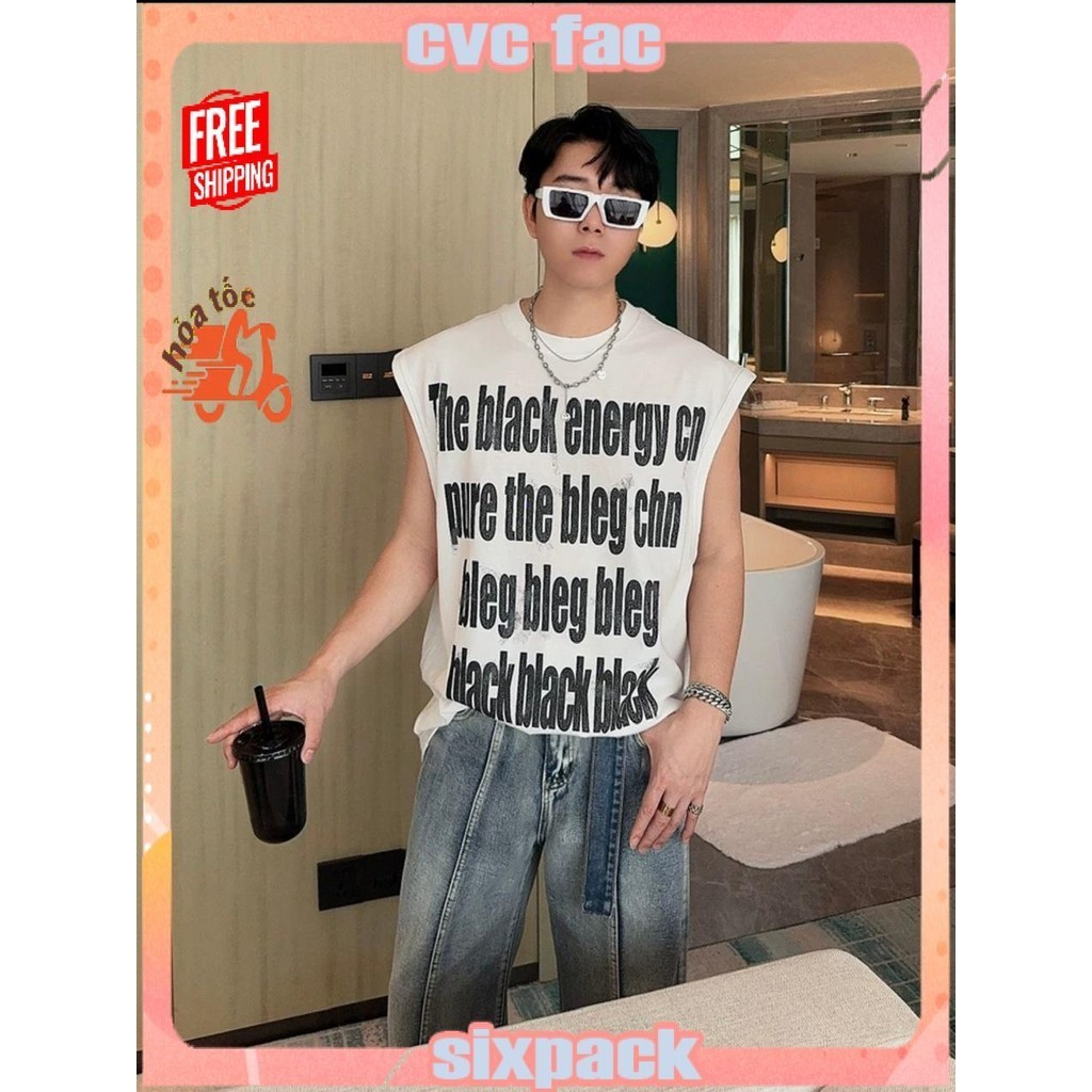 Áo thun Tanktop Cổ tròn in THE BLACK BLEG ICVCVNI Unisex