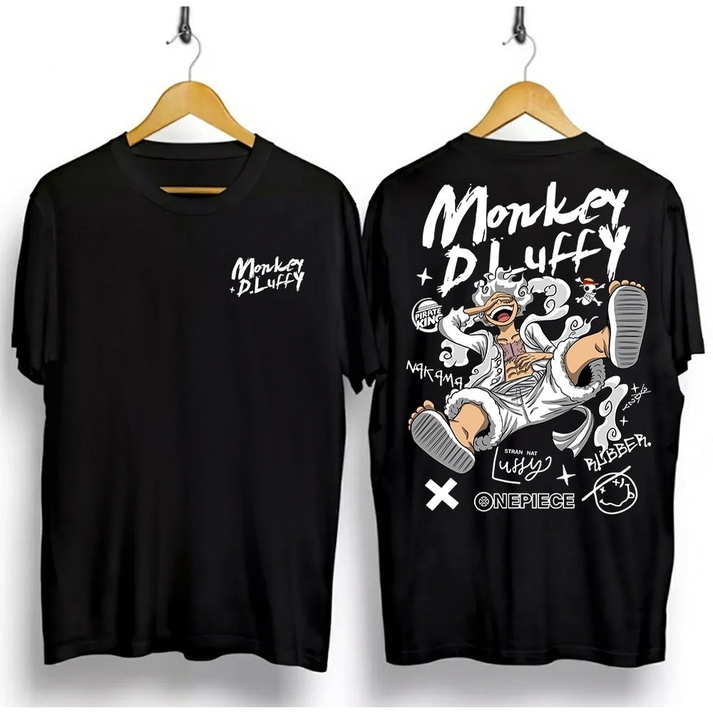 Mùa Hè Mới Áo Thun Ngắn Tay Nam One Piece Five-Gear Luffy In Hình Áo Thun Oversize Tay Ngắn