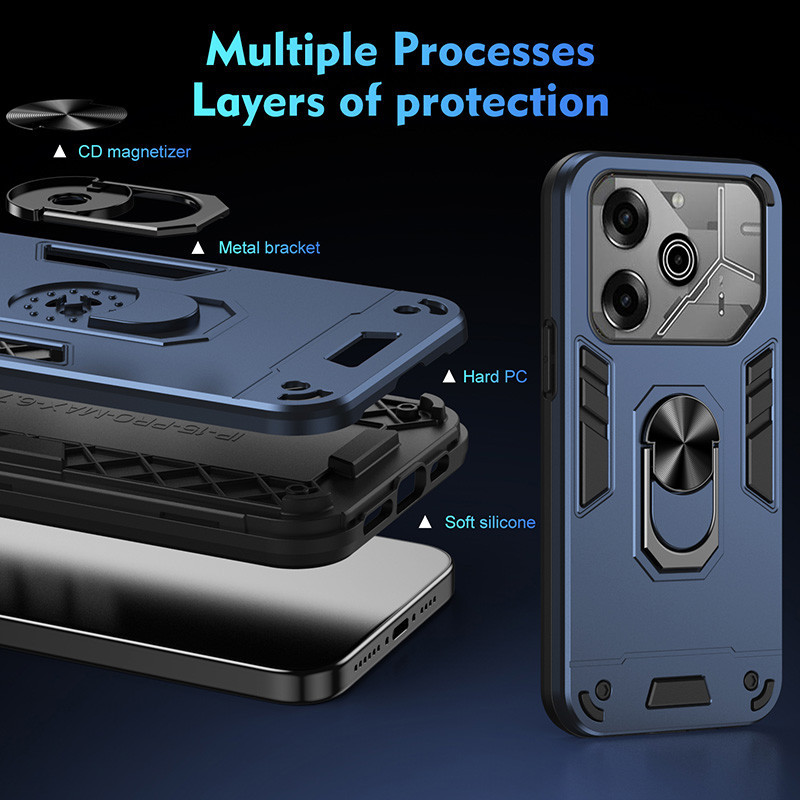 Dành Cho Tecno Pova 6 / Pova 6 Pro LI9 Vỏ Giáp Chắc Chắn Có Giá Đỡ Nhẫn Chân Đế Vỏ Bảo Vệ