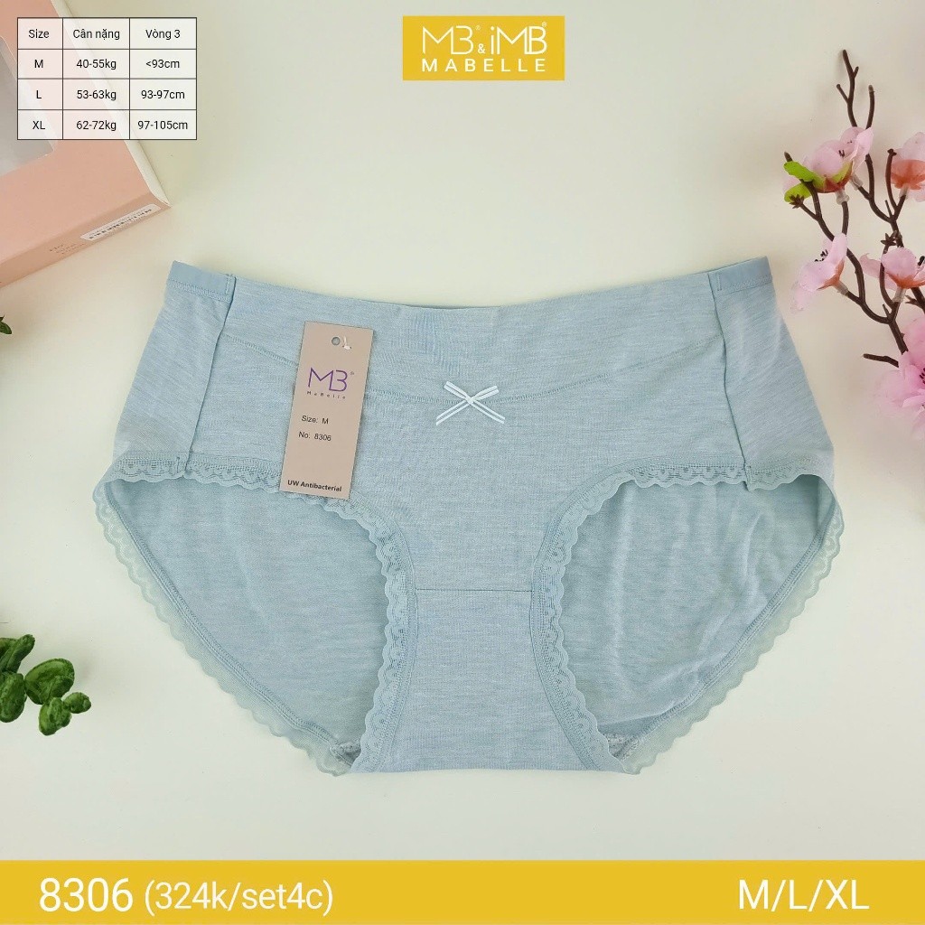 Quần lót nữ MB Mabelle 8306 - cotton sồi organic, kháng khuẩn, chống hằn, thoáng mát - Set 4c