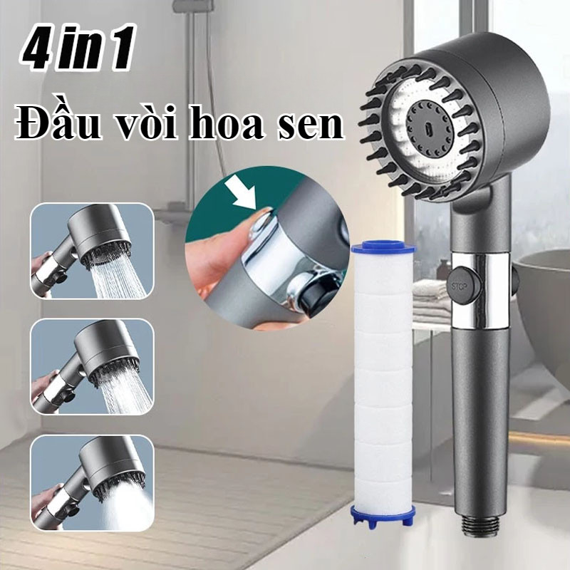 Vòi sen tăng áp ba chế độ áp suất cao,Vòi Sen Tăng Áp Bộ 4IN1,Thiết kế massage đa năng,vòi xịt tăng áp,bộ vòi nước