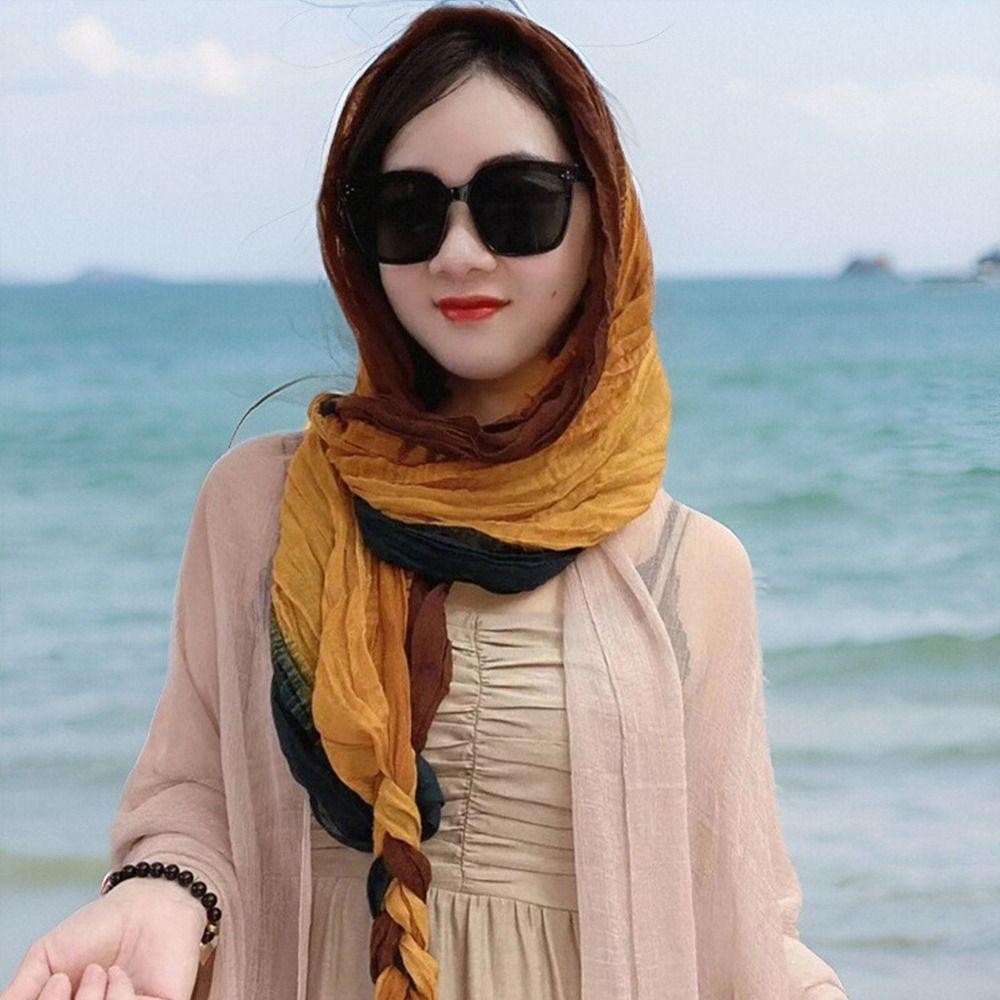 KhănTRACEILLOIAN lụa xếp ly chống nắng, phụ kiện thời trang choàng đầu dành cho nữ