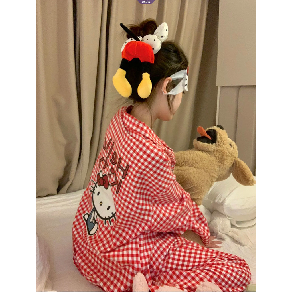 Bộ đồ ngủ HelloKitty kẻ sọc Nhật Bản Nữ Xuân Thu Hoạt hình dễ thương Học sinh Quần dài tay Bộ đồ mặc nhà [BL]