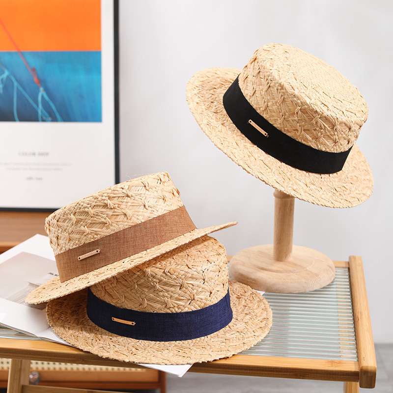Yt2 2025 mới phong cách Hepburn Raffia mũ rơm mùa hè Pháp bên bờ biển phẳng trên bãi biển ngày lễ mũ chống nắng TY2