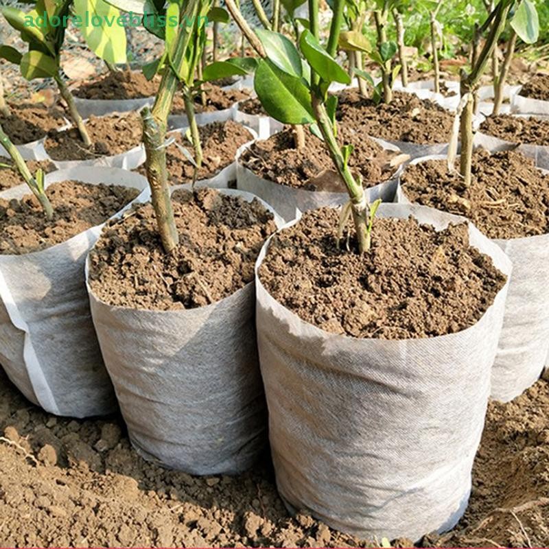 Thêm 100 chiếc Túi đựng vườn ươm không dệt có thể phân hủy sinh học Vải trồng cây thân thiện với môi trường BSS