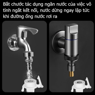 Van nước mở nhanh máy giặt,Van nước tự động ngắt,vòi nước máy giặt chất liệu thép không gỉ nhỏ gọn