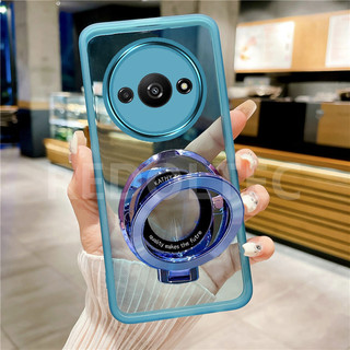 Ốp lưng POCO C61 Thiết kế mới Giá đỡ từ tính Vỏ trong suốt Xiaomi POCOC61 POCO C 61 Vỏ điện thoại mềm trong suốt siêu mỏng có bảo vệ ống kính máy ảnh