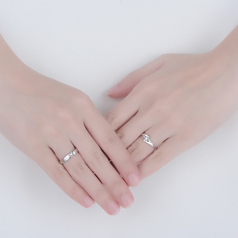 Thời Trang Chữ Thập Kim Cương Cặp Đôi Nhẫn Có Thể Điều Chỉnh Độc Đáo Thời Trang Hứa Cưới Cặp Đôi Nhẫn Nam Nữ