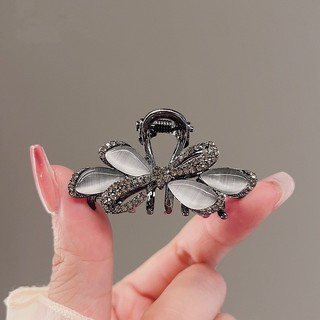 Mauropoli Kẹp tóc Opal sang trọng màu đen, kẹp cá mập nửa mảnh cho nữ, mũ đội đầu