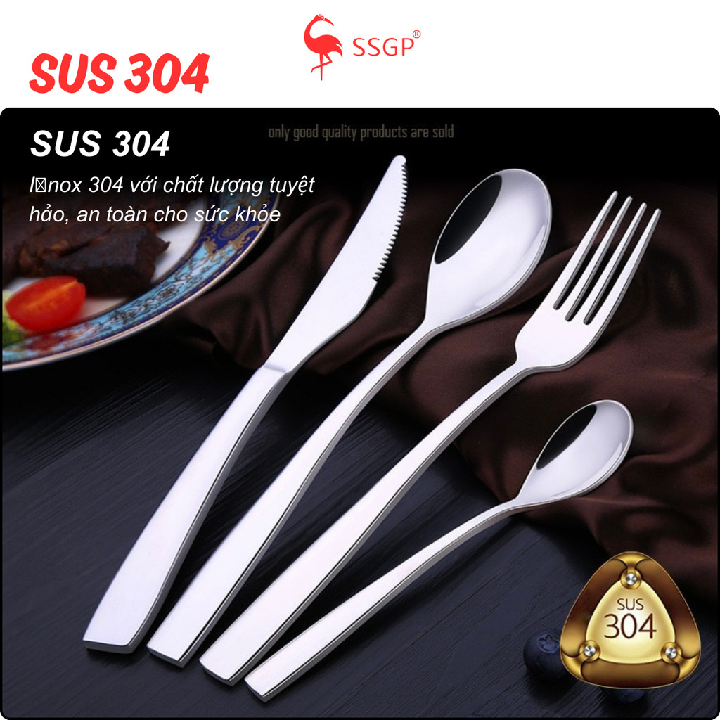 Bộ dao muỗng nĩa beefsteak SSGP, thìa ăn, muỗng ăn, bộ muỗng, bộ dụng cụ ăn cao cấp