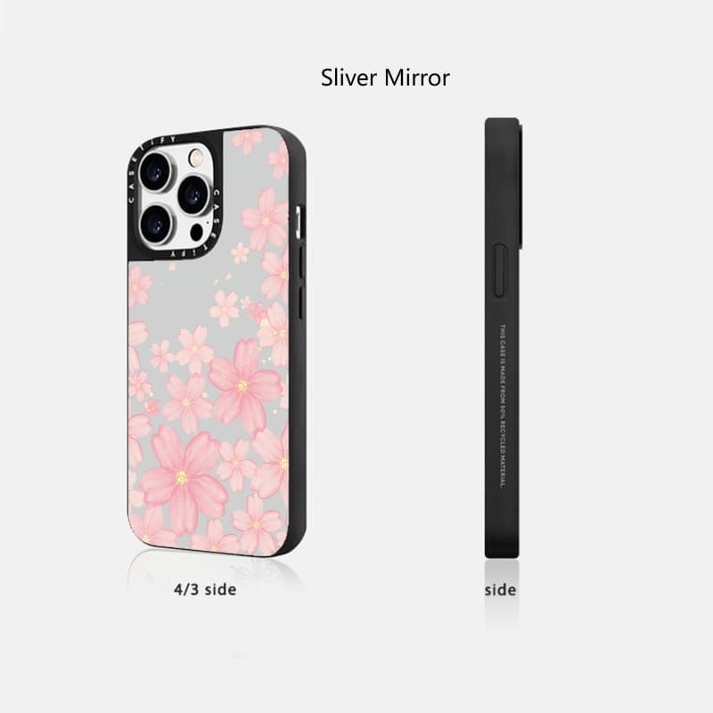 CASETiFY X Hoa Năm Cánh Hút Từ Tính Đen & Bạc Gương iPhone IPhone 16 15 14 13 12 Pro Max Plus Ốp điện thoại Cứng Có Hộp Khắc logo