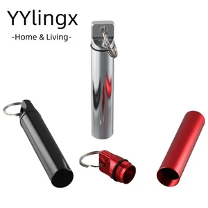 YYlingx 3 Hộp Đựng Tăm, Hộp Đựng Tăm Nhôm 0,64 Ounce, Dã Ngoại Ngoài Trời Và Cắm Trại Du Lịch Đen + Bạc + Đỏ 3,8 X 0,67 Inch Hộp Đựng Tăm Nhà Hàng