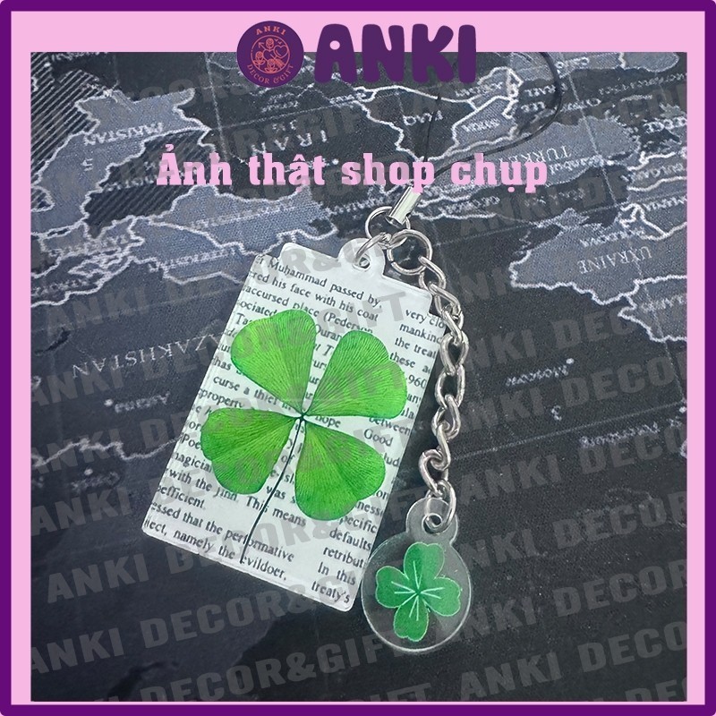 Móc khóa, keychain QUEEN OF TEARS MERCH, móc khóa mica, móc khóa in hình cỏ 4 lá, nữ hoàng nước mắt, làm quà tặng