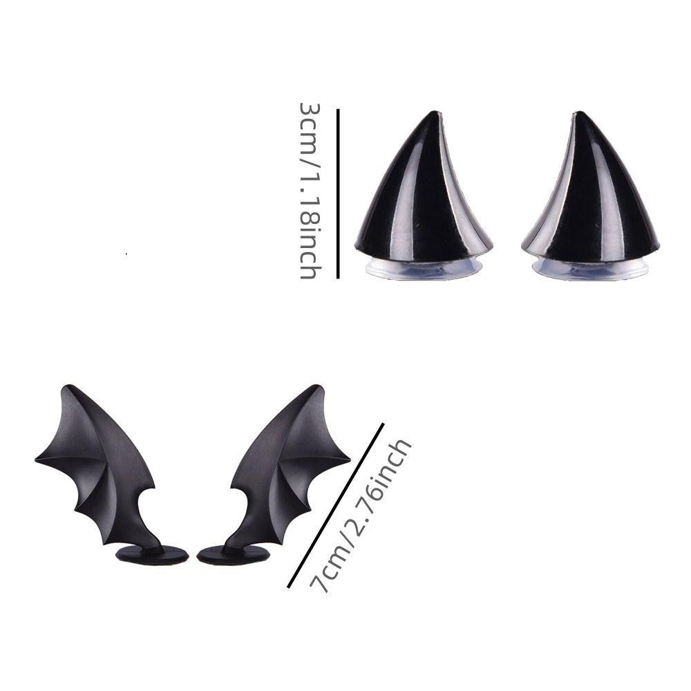 DELMER 1 đôi Mũ lưỡi trai hình sừng cao su, Mũ bảo hiểm xe máy hình cánh silicon, Phụ kiện mũ bảo hiểm xe máy Thời trang Halloween mát mẻ Mũ bảo hiểm Moto Trang trí xe máy