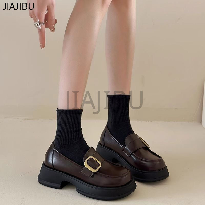 Size 35-43 Giày Da Phong Cách Anh Quốc Giày Nữ Cỡ Lớn Non-slip High Heel Lolita Shoes 42 Korean Fashion Platform Mary Jane Shoes French Soft Sole Princess Style Doll Shoes Giày Lười Gót Dày Màu Nâu Nhật Bản Giày Cosplay Đồng Phục JK Giày Nhảy Giày Da Đanh