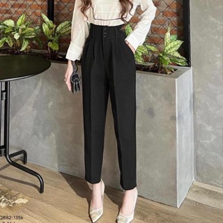 Quần tây nữ lưng cao dáng baggy cạp cao phối 3 khuy siêu tôn dáng chuẩn đẹp đứng form chất vải vitex dày dặn