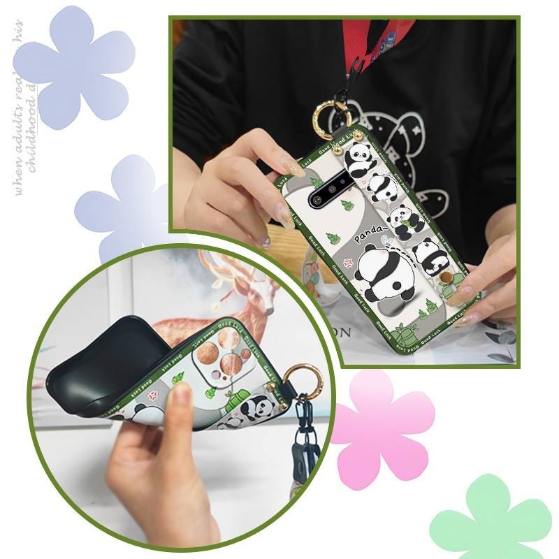 Phone Holder phone cover Phone Case For LG V60 ThinQ 5G Anti-dust Back Cover Wrist Strap panda Dirt-resistant Durable