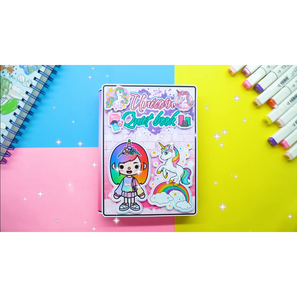 Ngôi nhà của bé Unicorn House In Quiet Book, ngựa giấy, búp bê giấy tocaboca