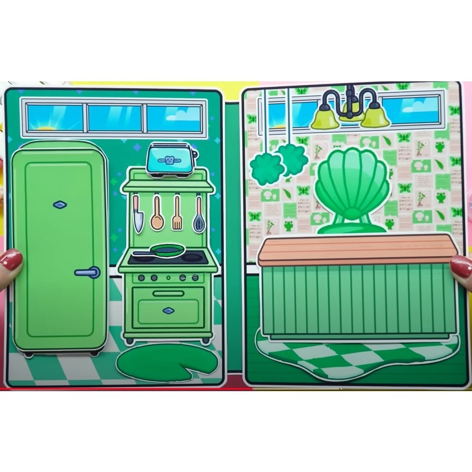 đồ chơi học liệu bóc dán toca life word Ngôi nhà màu xanh của Candy tóc hồng - sweetie pie