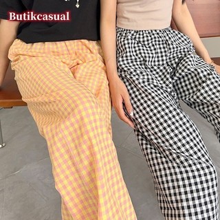 Nữ Checker Quần Dài Mùa Hè Mới Ôm Thể Thao Cao Cấp Ôm Chân Rộng Rời Đồ Ngủ Thường Ngày