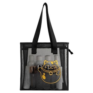 Túi Tote Đi Biển ARTISANU, Túi Rửa Hoa Hoạt Hình, Lưới Nylon Thời Trang Có Dây Kéo Túi Trong Suốt Người Phụ Nữ