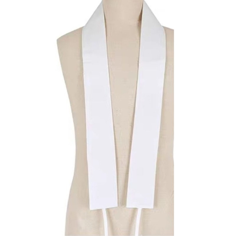 Chinese Style White Detachable False Collar for Ancient Dress Skinny Long Scarf