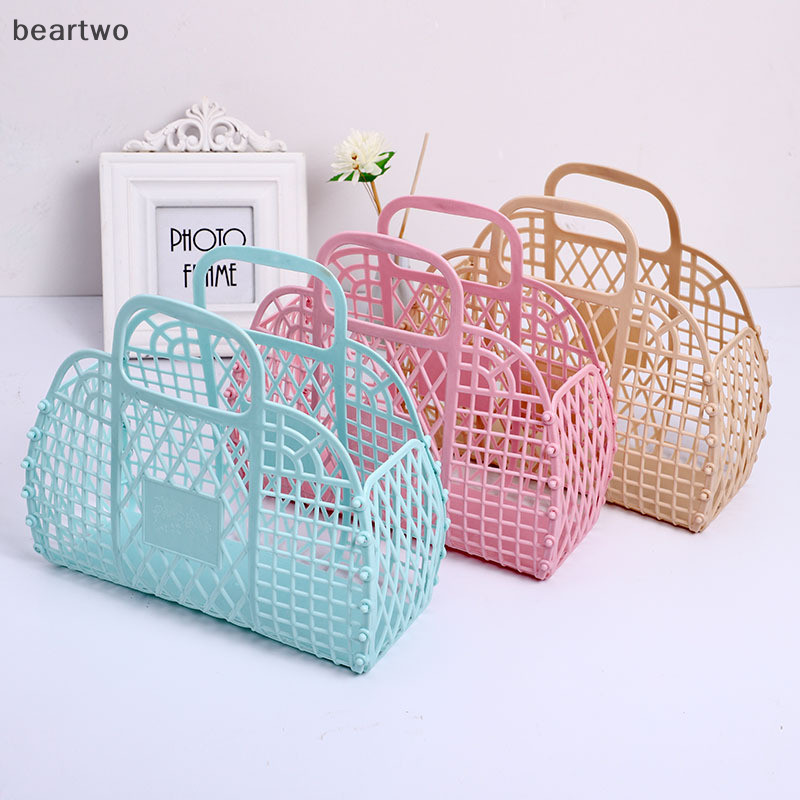 < Beartwo > Túi dung tích lớn Túi Tote cầm tay thạch rỗng Giỏ đựng đồ có thể tái sử dụng và dễ dàng làm sạch đẹp