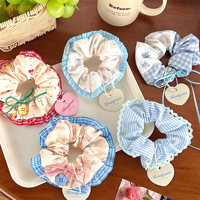 Siyuyan 1 Cô Gái Băng Đô Nơ Ren Dây Buộc Tóc Intese Lớn Nữ Scrunchies Phong Cách Hàn Quốc Tóc VN