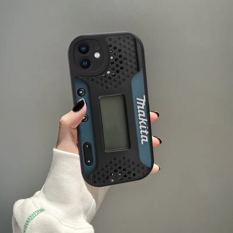 Tp-1 Hộp Dụng Cụ Makita Ốp Lưng Điện Thoại Da Cừu Cho Iphone 14 Pro Max 11 13 12 Mini X Xr Xs 8 6 7 Puls Se Vỏ Di Động Sang Trọng