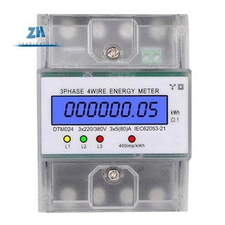 Đồng hồ đo năng lượng dây 3 pha 4 220 / 380V 5-80A Tiêu thụ năng lượng KWh Meter DIN Rail Lắp đặt đồng hồ đo điện kỹ thuật số