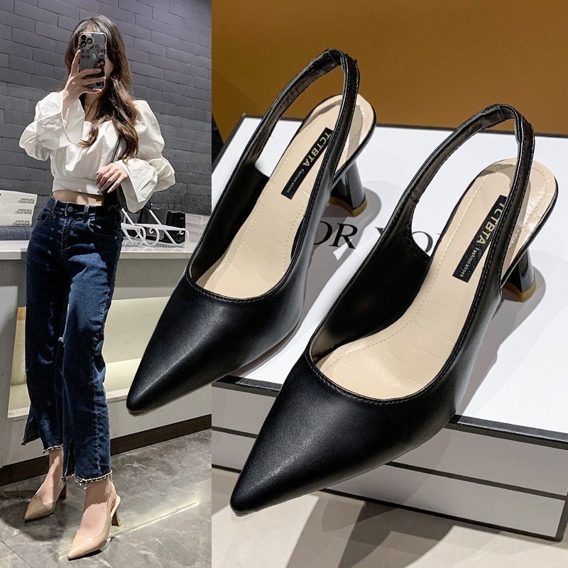 🔥Còn hàng🔥Giày cao gót mũi nhọn 5p màu trắng, mơ, đen (size 35-40)