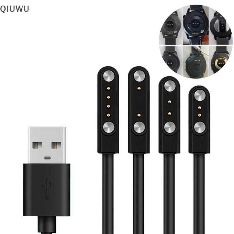 Dây sạc QIUWU cáp USB từ tính 2/4 chân cho đồng hồ thông minh, đầu 7.62mm 2.54mm 4mm