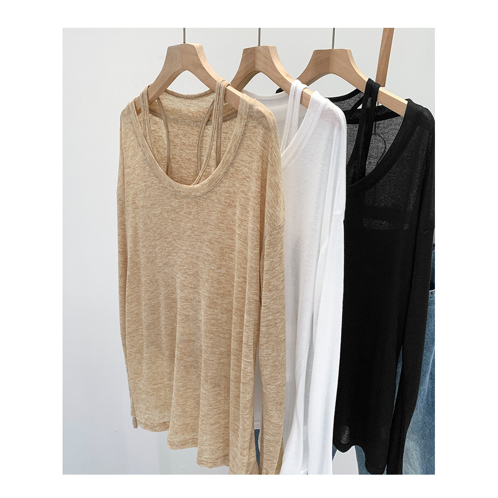 Milyfashion Retro Hai Mảnh Phù Hợp Với Áo Vest Hình Chữ I Rời Kem Chống Nắng Áo T Top Thường Ngày Rời