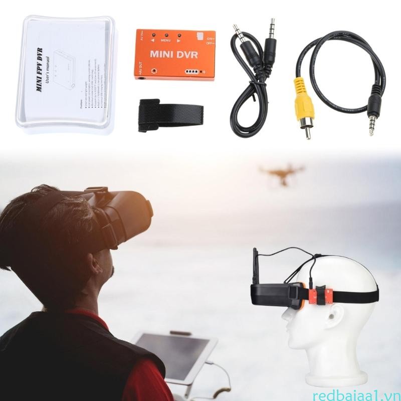 Redbaiaa1 Mini FPV DVR Đầu Ghi Âm Video Cho FPV Điều Khiển Từ Xa Kính Multicopter Màn Hình Tích Hợp 3 7V 400Mah