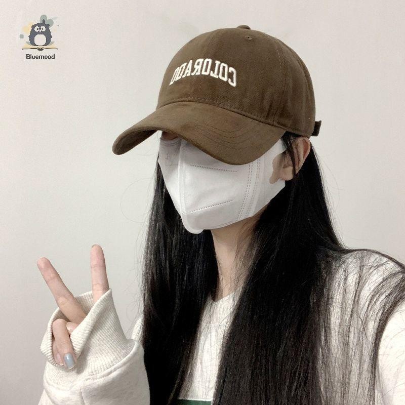 [Bluemood] Bóng chày Cotton mềm thêu trơn cho nam và nữ Mũ Hip Hop có thể điều chỉnh thông thường Snapback Mũ chống nắng ngoài trời mới