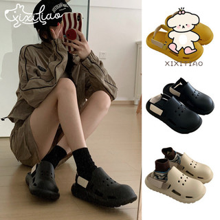 Xixitiao Lỗ Giày Thể Thao Baotou Mặc Ngoài Phong Cách Unisex Mùa Hè 2024 Phong Cách Mới Bé Gái Thường Ngày EVA Đế Mềm Có Thể Tháo Rời Ren