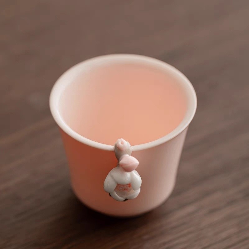 ✨Chén Trà Kung Fu Gốm Mini Độc Lạ - Màu Hồng Ngọt Ngào, Tạo Hình Kỳ Quặc Dễ Thương | Dung Tích 45ml Nhỏ Xinh Cho Nữ | Decor Bàn Làm Việc, Quà Tặng Sinh Nhật
