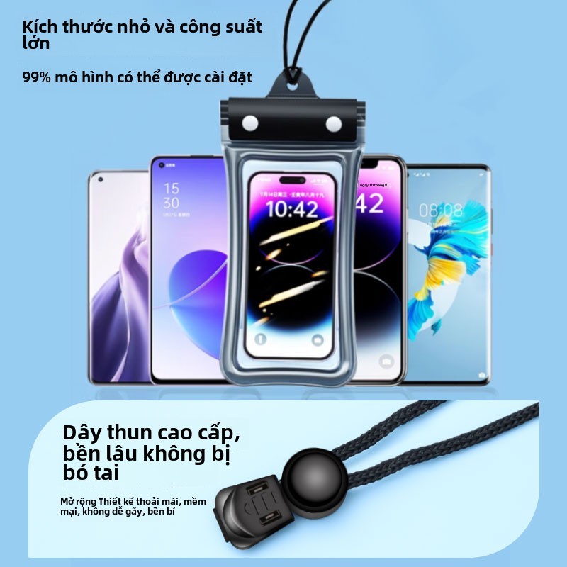 Túi điện thoại nổi chống nước, chống rơi, kín, màn cảm ứng nổi với túi khí cho bơi lội, đi bè, đi bè nước trắng