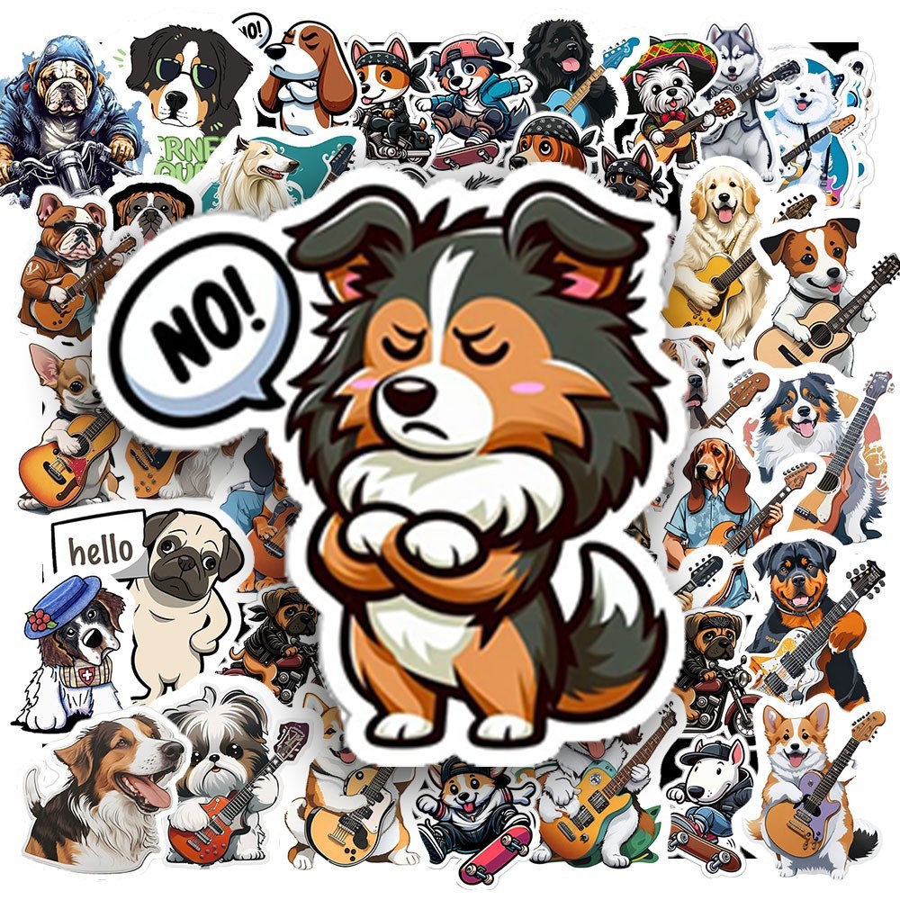 50 Sticker CHÓ CHƠI ĐÀN chống nước sticker dán laptop, điện thoại, đàn guitar, mũ bảo hiểm, vali | MS: 000393