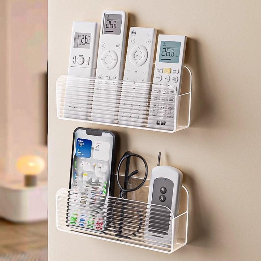 SNUGHOUSE Kệ lưu trữ di động tại nhà, Hộp lưu trữ điều khiển từ xa không đục lỗ treo tường, Hộp lưu trữ máy tính để bàn trong suốt đa chức năng